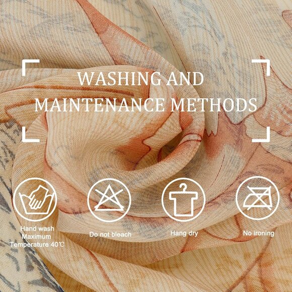 Women's Khaki-flower Fashion Lightweight Head Scarf Floral Print Chiffon Scarves - Picture 2 of 6